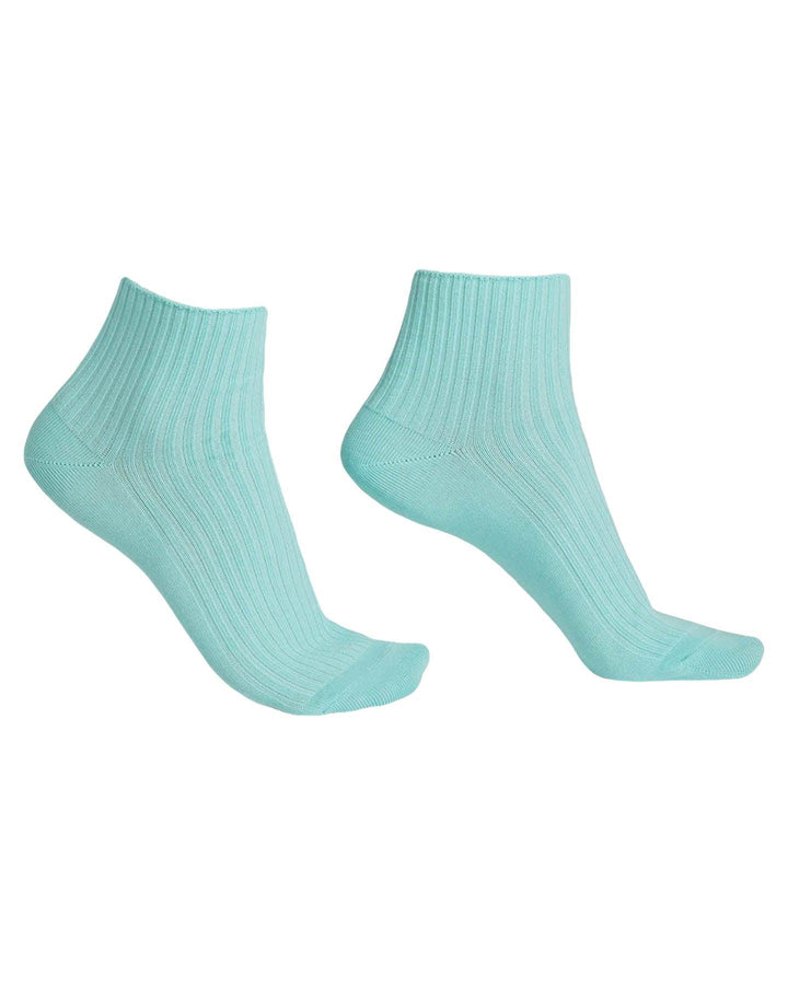 Bleu Foret - Ribbed Cotton Ankle Socks