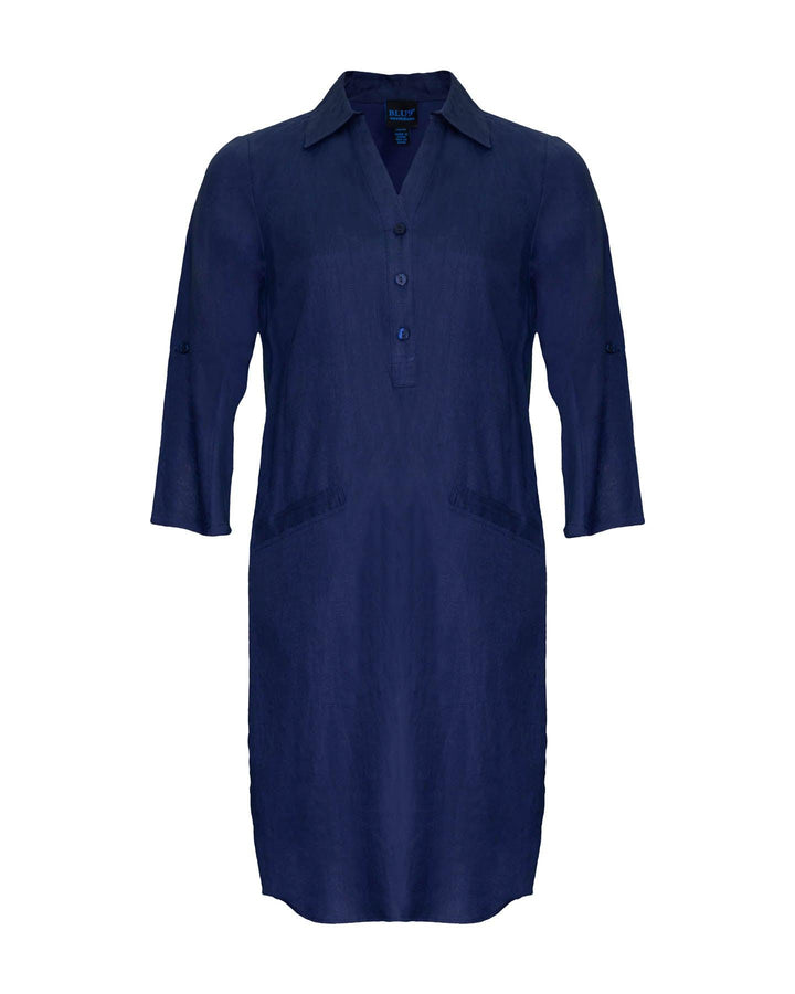 Blush No. 9 - Linen Shirt Dress Blue