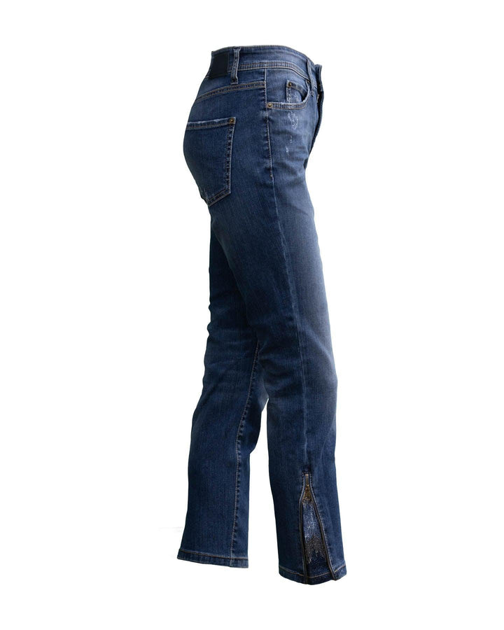 Cambio - Cropped Crystal Zip Hem Jean