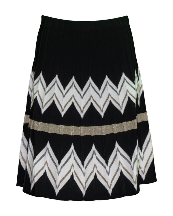 D-Exterior - Chevron Print Flair Skirt