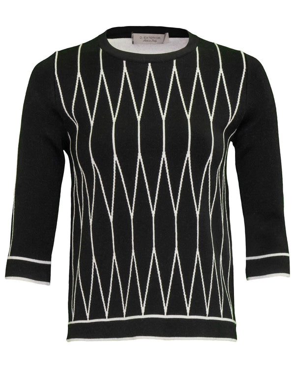 D-Exterior - Diamond Knit 3/4 Length Sleeve Sweater