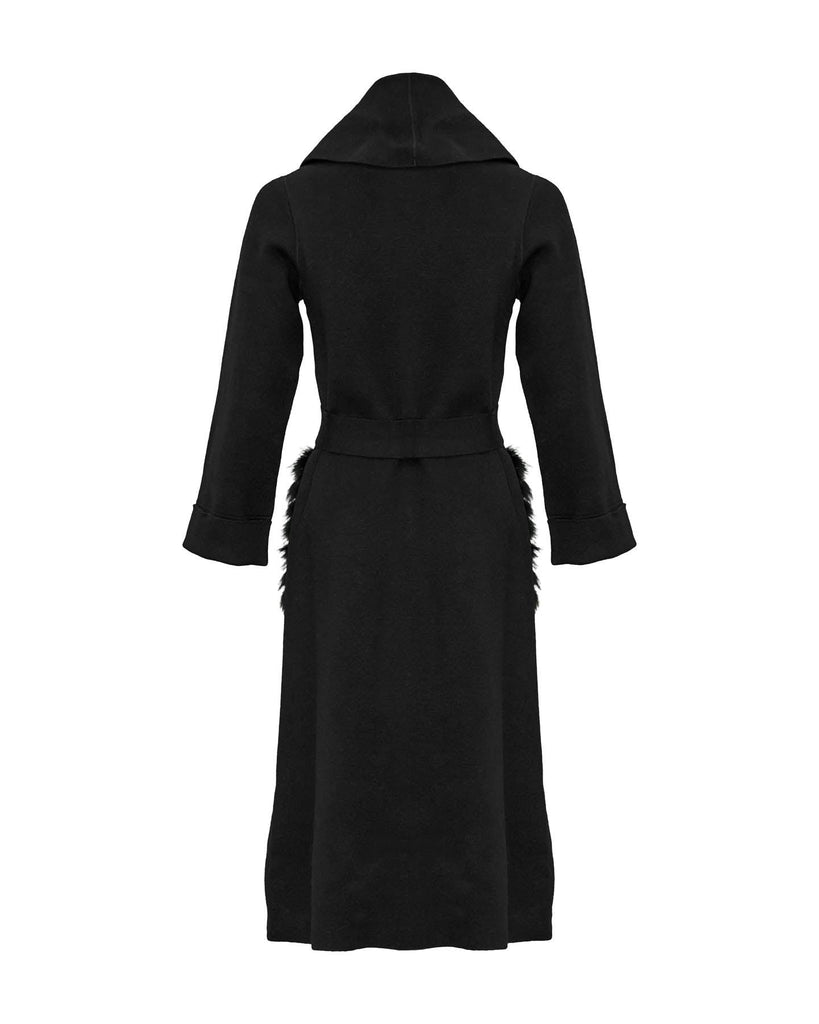 D-Exterior - Double Face Cashmere Wool Blend Long Coat Black