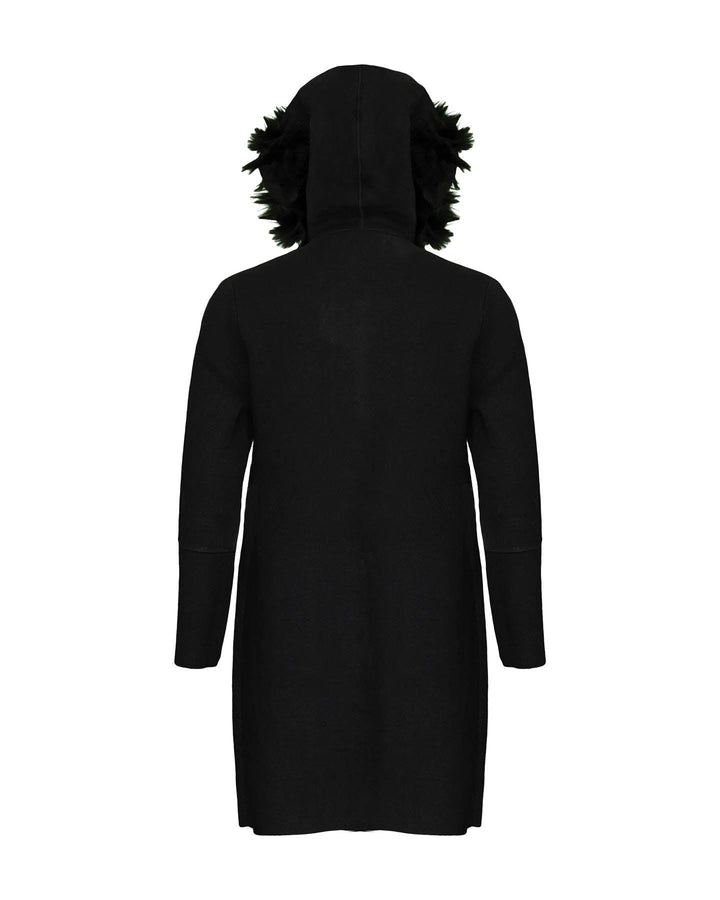 D-Exterior - Midlength Cashmere Topper Coat Black
