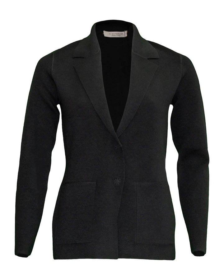 D-Exterior - Reversible Doubleface Wool Blazer in Black