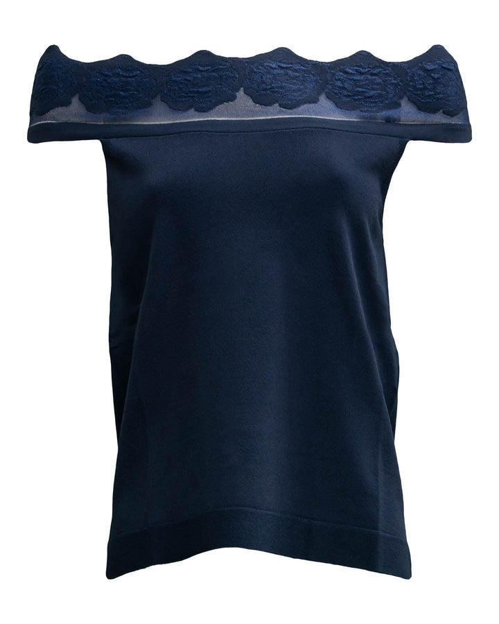 D-Exterior - Scalloped Off-shoulder Top