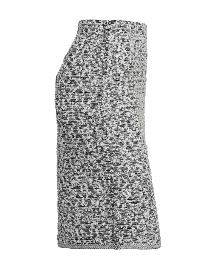D-Exterior - Tweed Pencil Skirt in Black Ivory