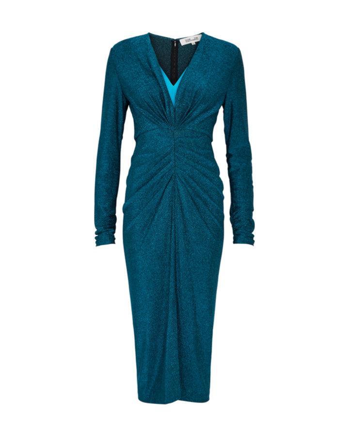 dvf metallic dress Diane Von Furstenberg Simone Metallic Silk Mini Wrap Dress In Camellias Storm