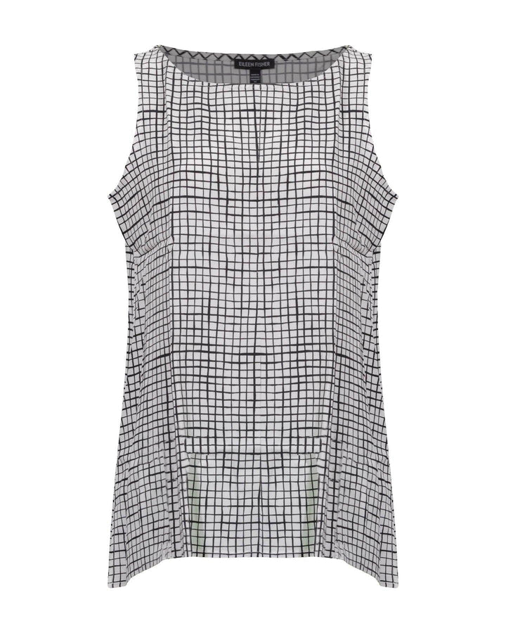 Eileen Fisher - Bateau Neck Grid Tank Bone