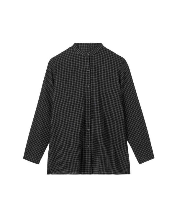 Eileen Fisher - Check Print Mandarin Collar Shirt