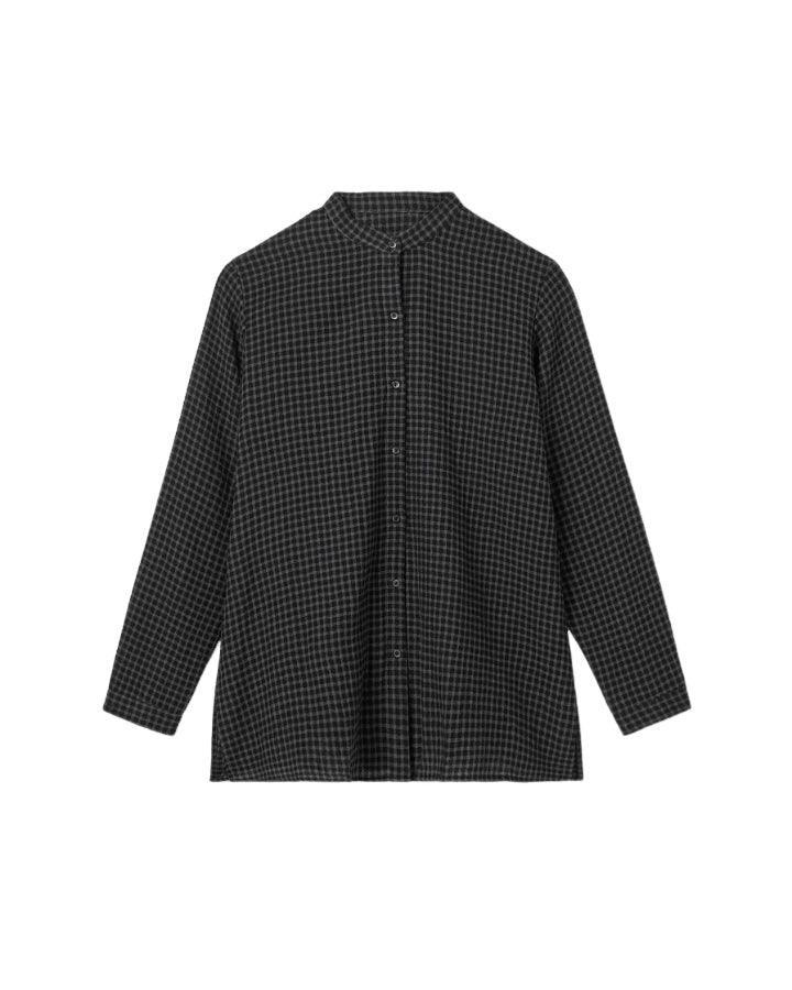 Eileen Fisher - Check Print Mandarin Collar Shirt