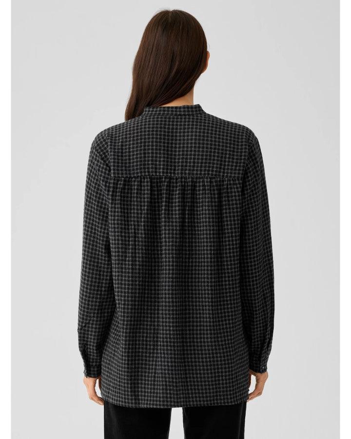Eileen Fisher - Check Print Mandarin Collar Shirt