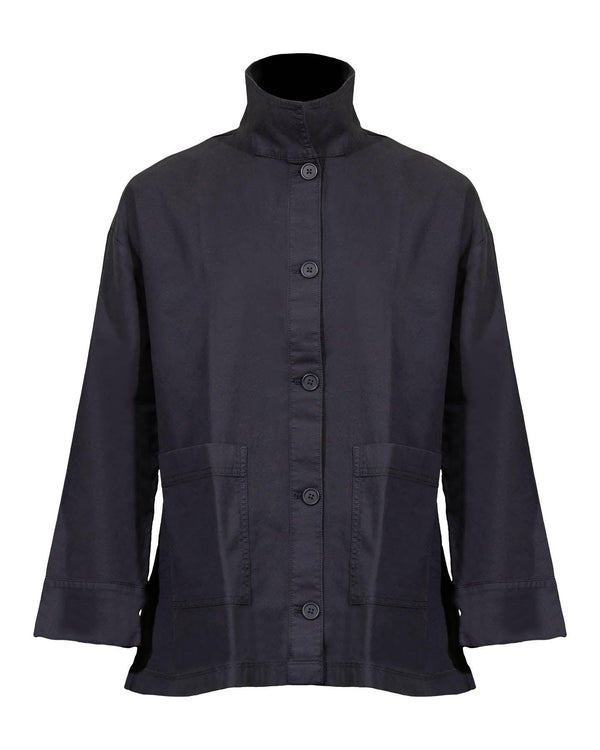 Eileen Fisher - Cotton Hemp Stand Collar Jacket