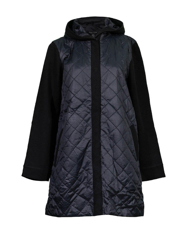 Eileen Fisher - Nylon Hooded Mix Media Coat