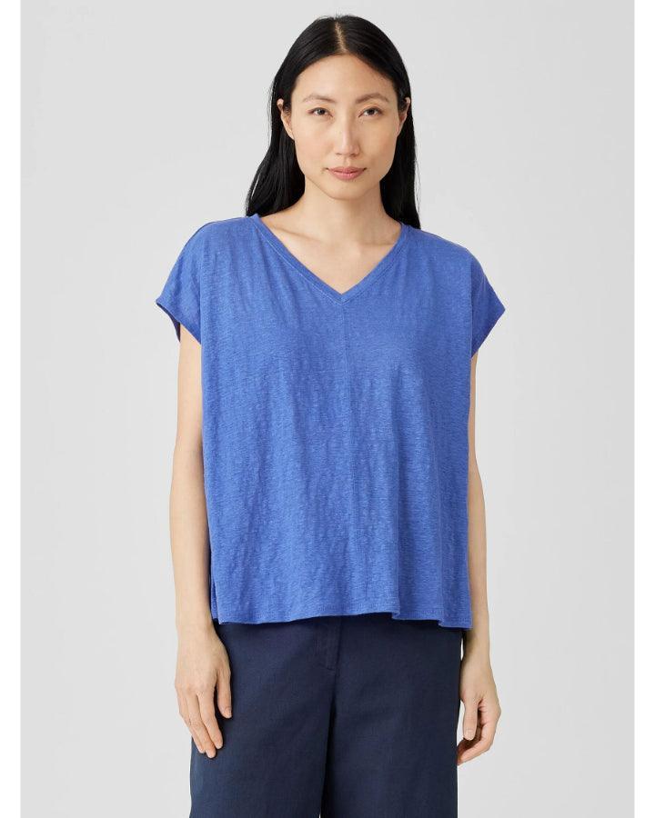 Eileen Fisher - Organic Linen Jersey V-Neck Tee