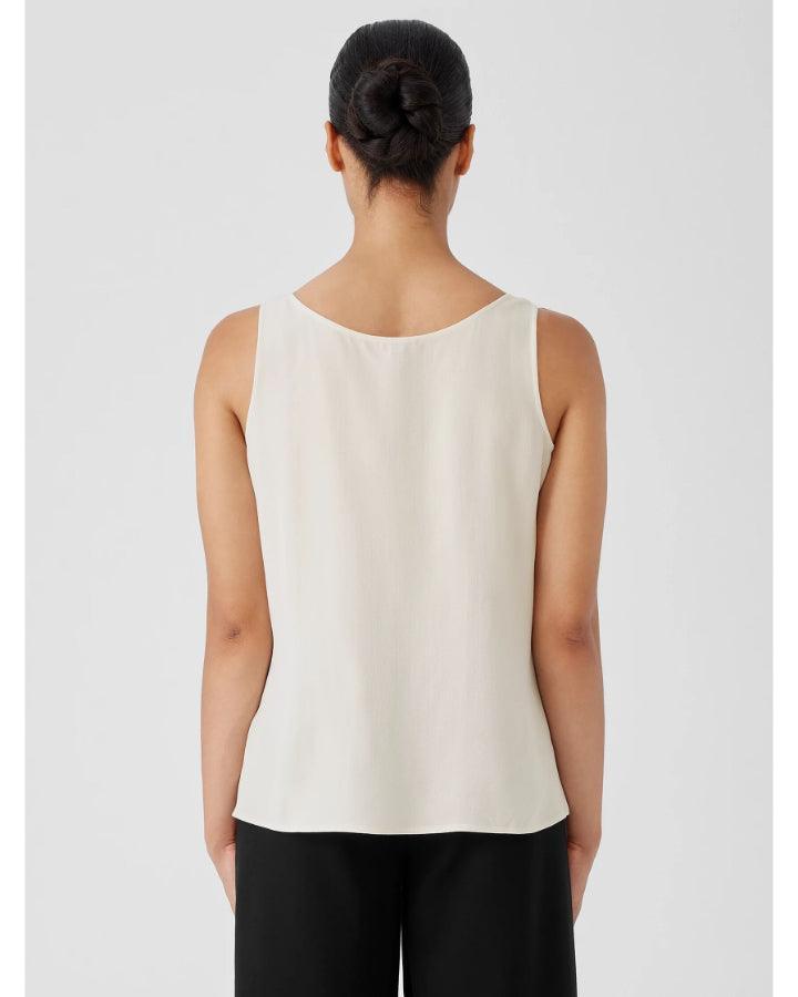 Eileen Fisher - Scoop Neck Silk Crepe Tank Top