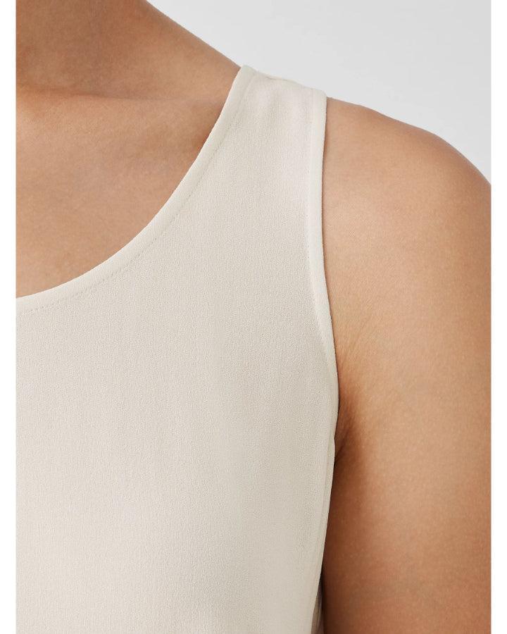 Eileen Fisher - Scoop Neck Silk Crepe Tank Top