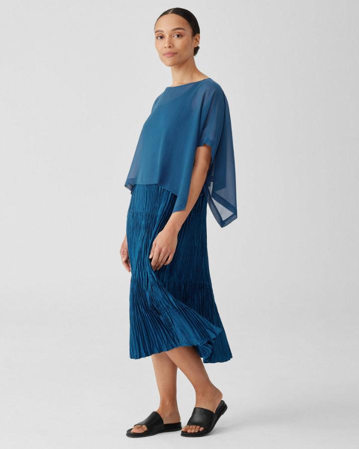 Eileen Fisher - Sheer Silk Georgette Cropped Poncho