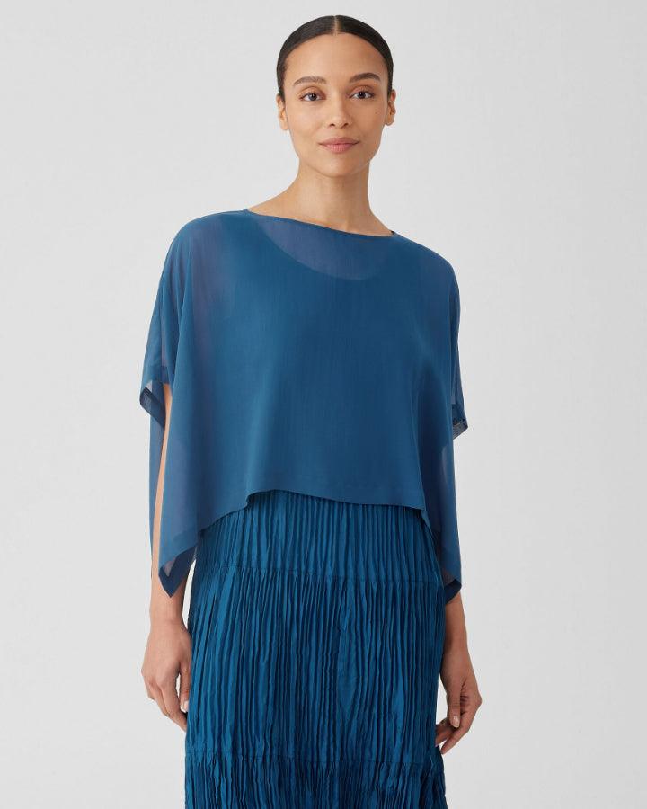Eileen Fisher - Sheer Silk Georgette Cropped Poncho