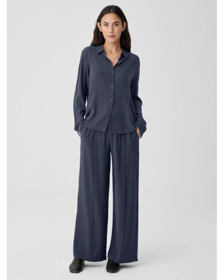 Eileen Fisher - Silk Georgette Crepe Pintuck Pant