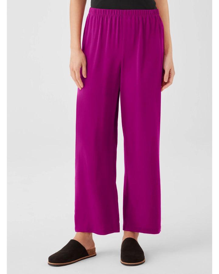 Eileen Fisher - Straight Ankle Silk Georgette Pant