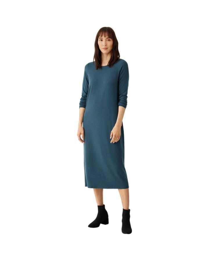 Eileen Fisher - Stretch Jersey Knit Jewel Neck Dress