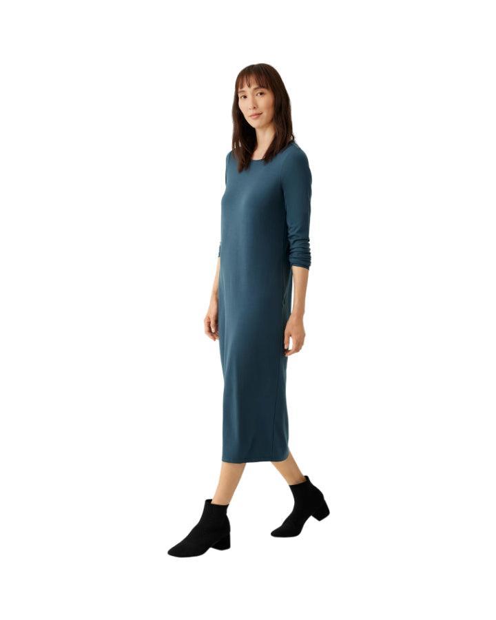 Eileen Fisher - Stretch Jersey Knit Jewel Neck Dress