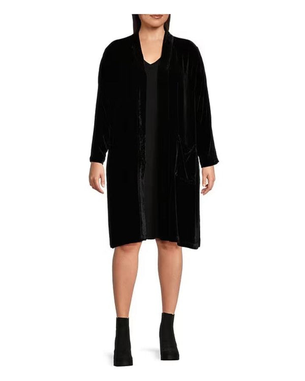 Eileen Fisher - Velvet High Collar Long Jacket