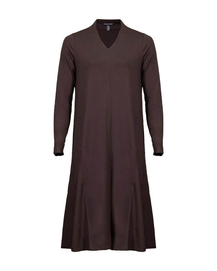 Eileen Fisher - Viscose Jersey V-Neck Dress Brownstone
