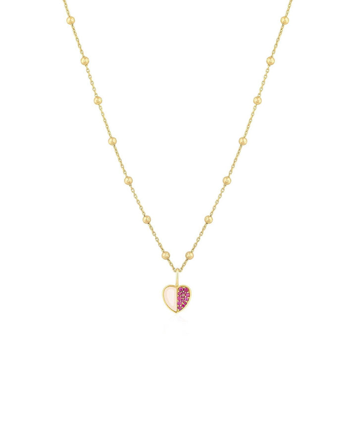 Ela Rae - Half & Half Stone Heart Charm Necklace
