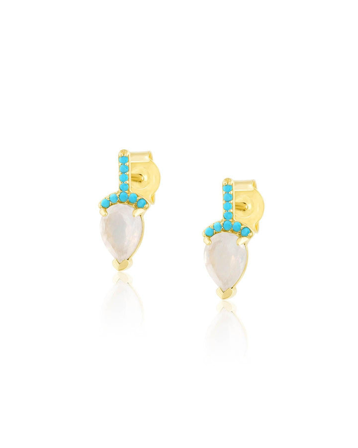 Ela Rae - Mini Moonstone Pear Pave Stone Earrings