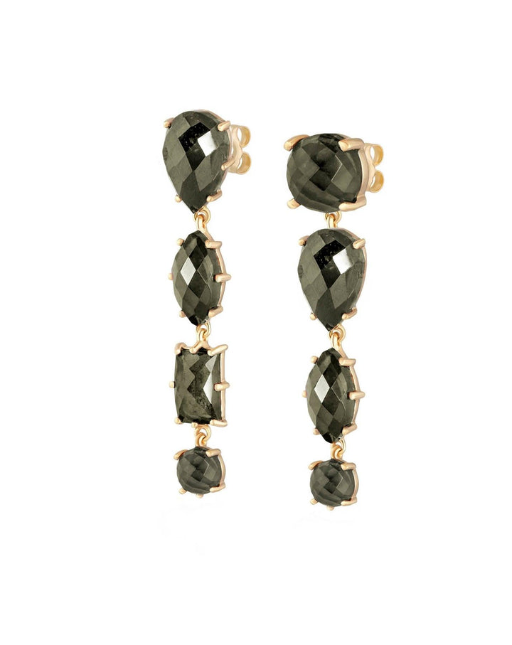 Ela Rae - Mismatched Pyrite Dangle Earrings