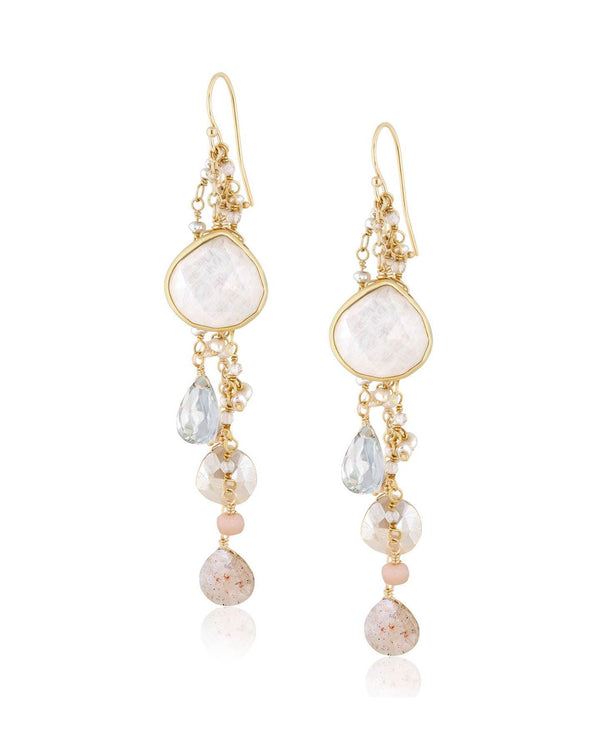 Ela Rae - Multi Cluster Moonstone Dangle Earrings