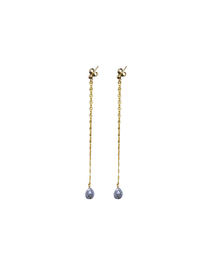 Ela Rae - Stamped Chain Stone Dangle Earrings