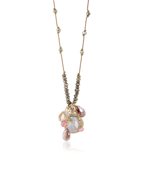 Ela Rae - Sylvie Dangle Moonstone Pink Multi Necklace