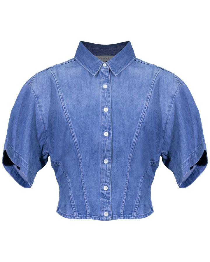 Frame - Seam Detail Crop Denim shirt