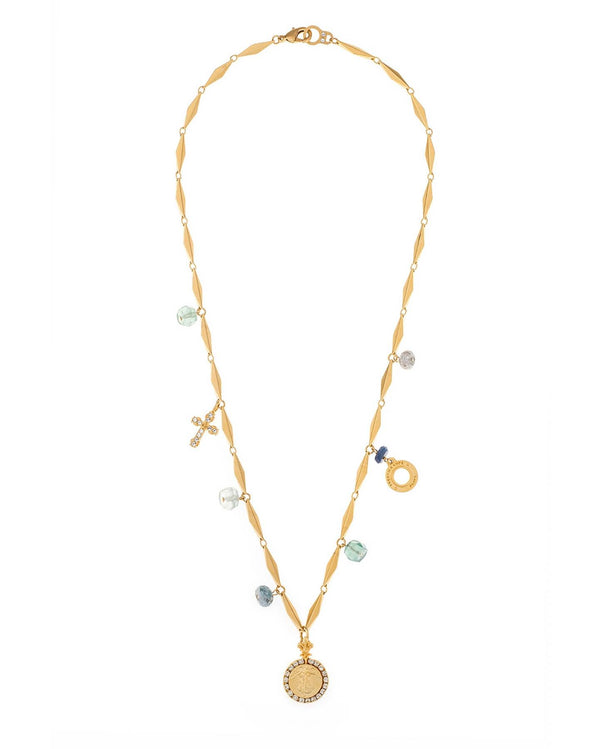 French Kande - Diamont Azue Charm Gold Necklace