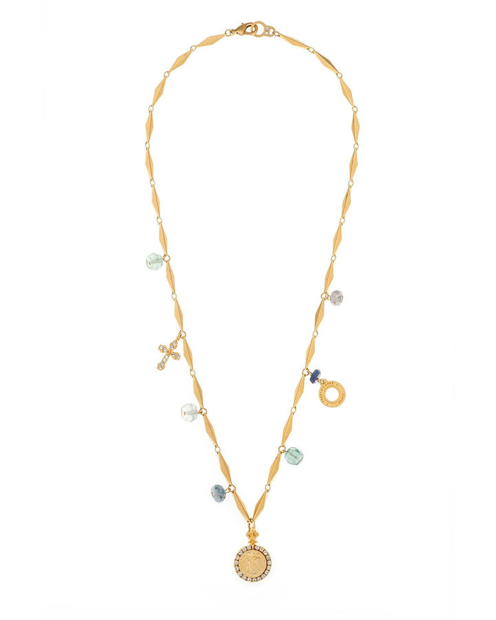 French Kande - Diamont Azue Charm Gold Necklace