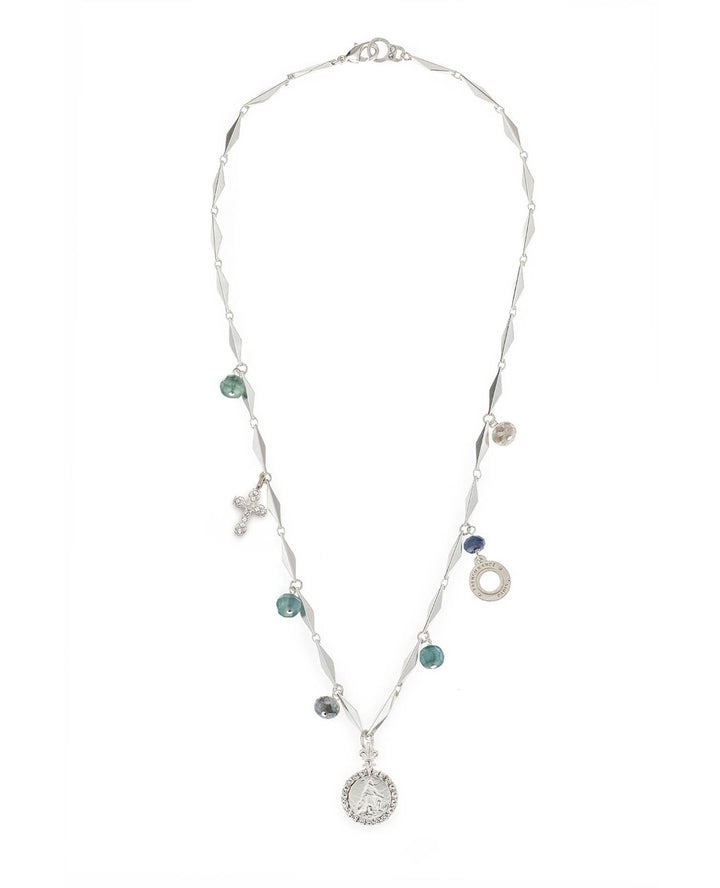 French Kande - Diamont Azue Charm Silver Necklace