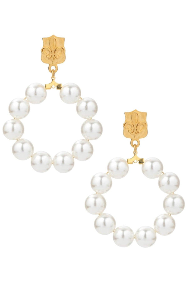 French Kande - FDL Faux Pearl Hoop Earrings