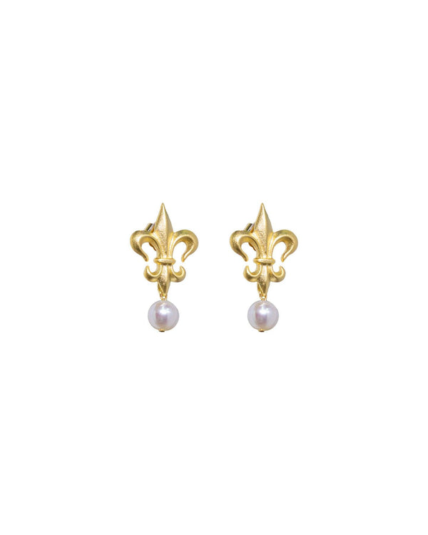 French Kande - Fleur Studs with Pearl Dangle