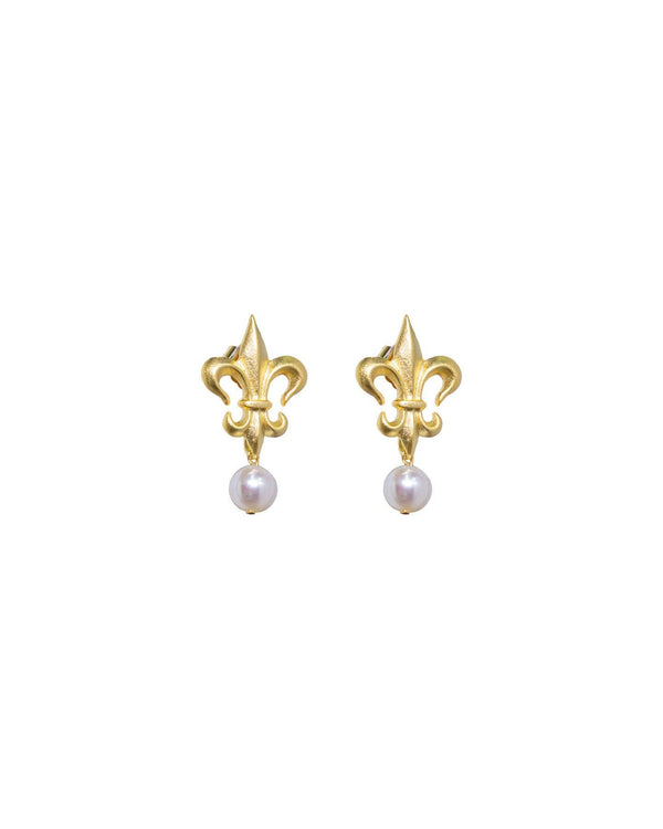 French Kande - Fleur Studs with Pearl Dangle