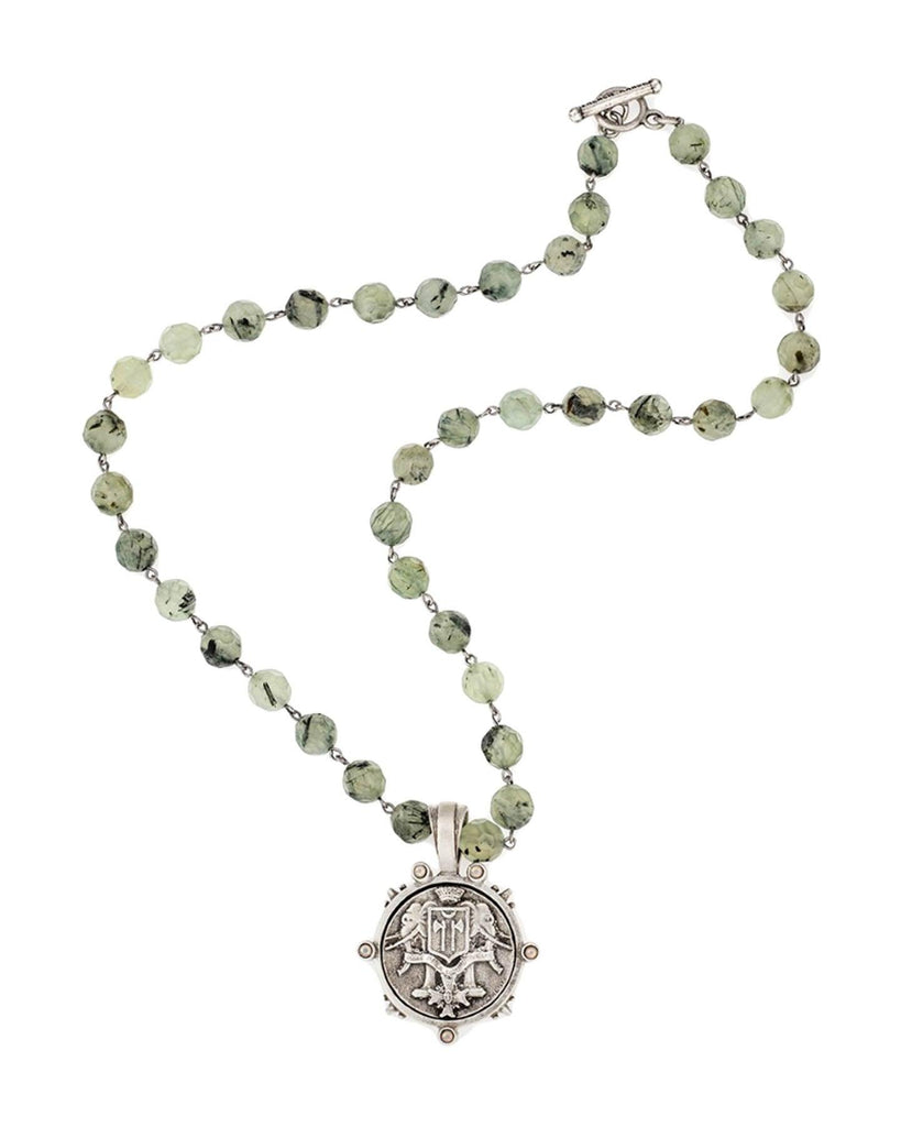 French Kande - Green Prehinite Indochine Medal Necklace