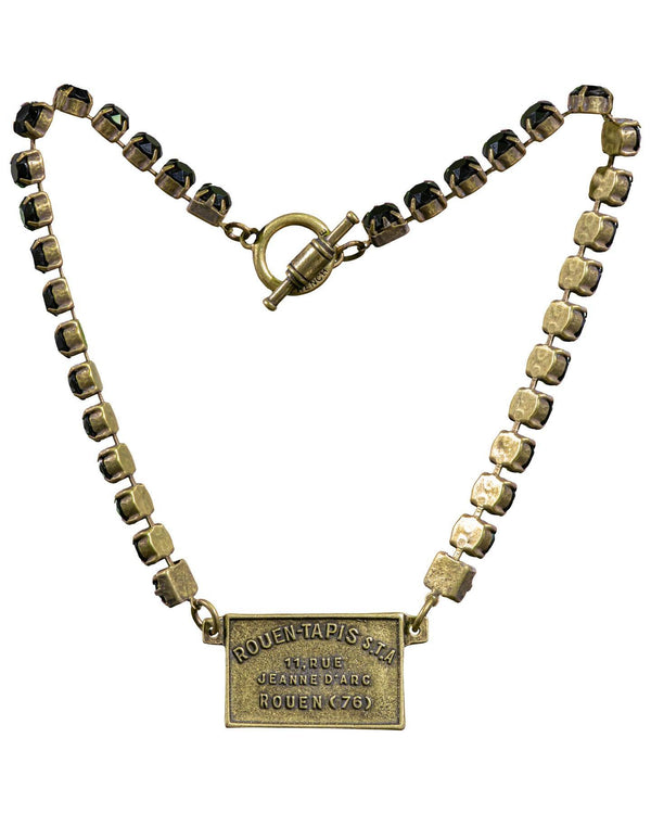 French Kande - Jet Swarovski With Brass Rouen Tapis Medal