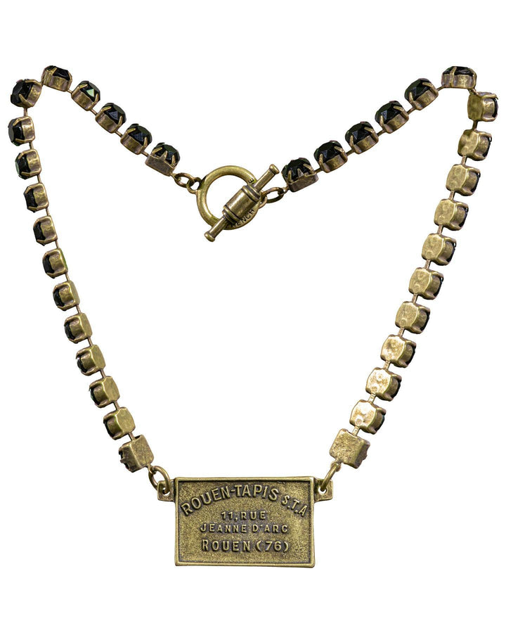 French Kande - Jet Swarovski With Brass Rouen Tapis Medal