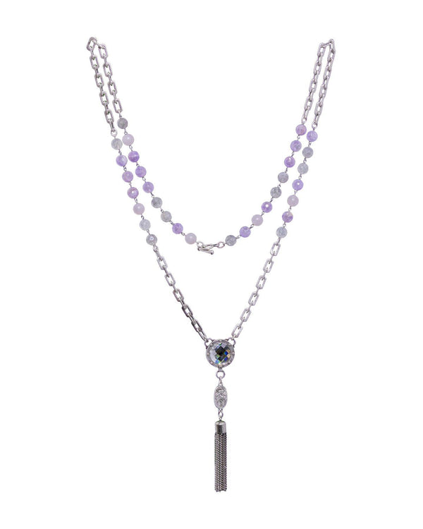 French Kande - Lavender Mix Tassel Necklace