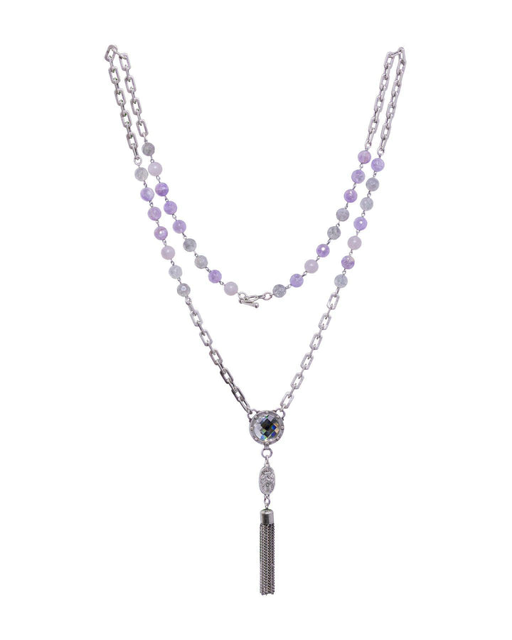 French Kande - Lavender Mix Tassel Necklace