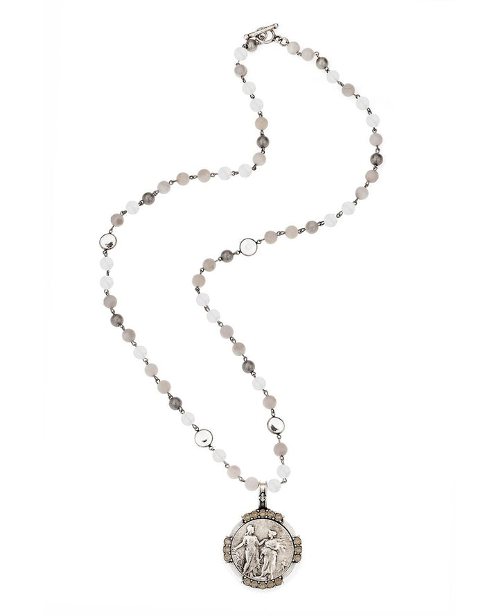 French Kande - Linen Mix Republique Medal Necklace