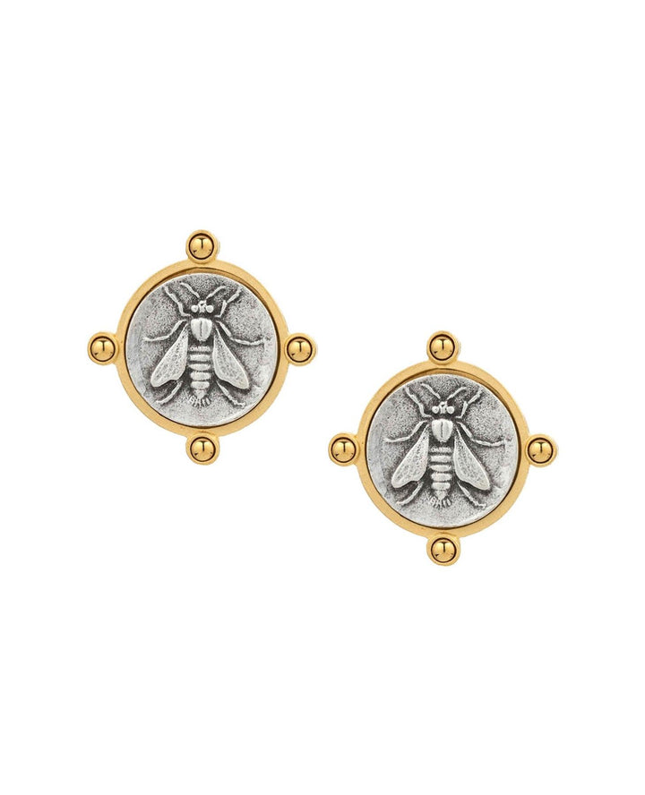 French Kande - Mini Abeille Medal Earrings