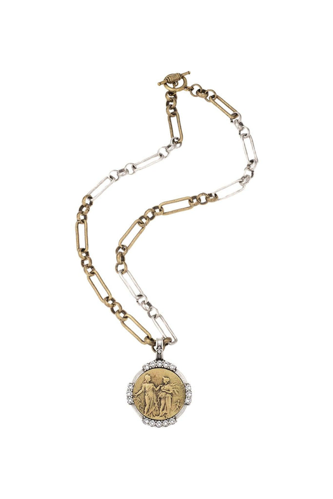 French Kande - Mixed Metal Replubique Medal Necklace