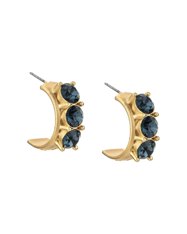 French Kande - Montana Crystal Trio Gold Huggies